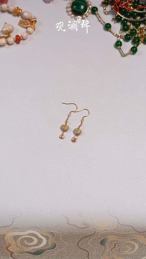 【闪购商品】水晶绿松多宝银S925镶嵌耳环