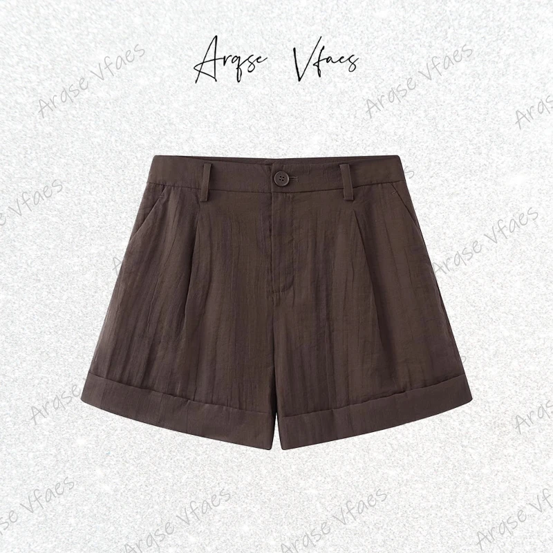 艾家同款2025夏季高腰显瘦休闲直筒短裤女50513083