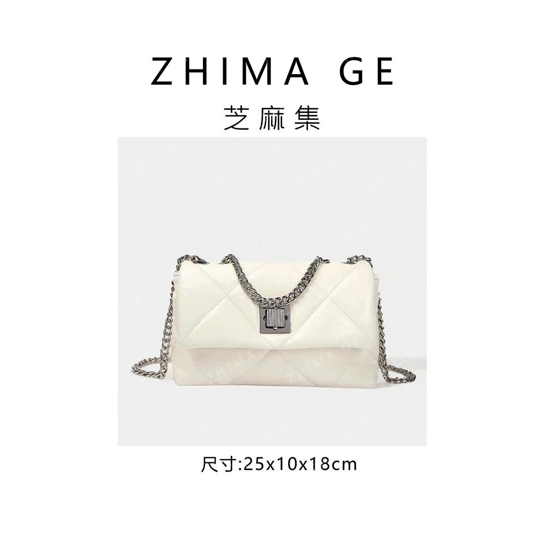 【芝麻集】BF-66080-淡白色RAIN.CUN时尚休闲百搭腋下斜跨轻奢女包