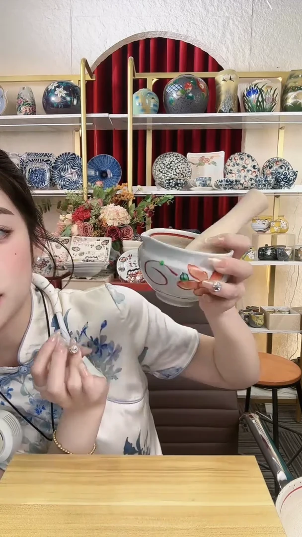 陶瓷濑户烧研磨碗（带棒棒）
