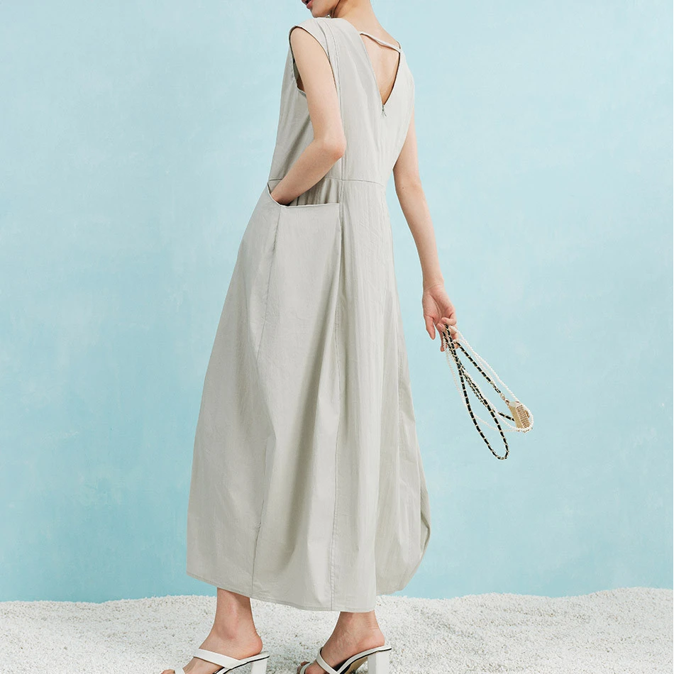 【富贵专属】露背质感舒适棉背心裙大口袋时尚连衣裙SE277