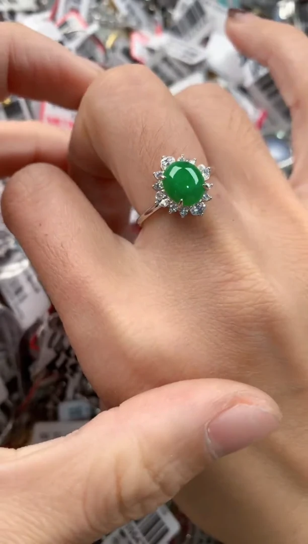 银S925镶嵌戒指翡翠12-12-12  10