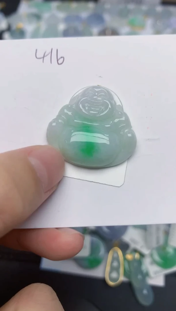 翡翠18K金镶嵌颈饰天然缅甸A货翡翠