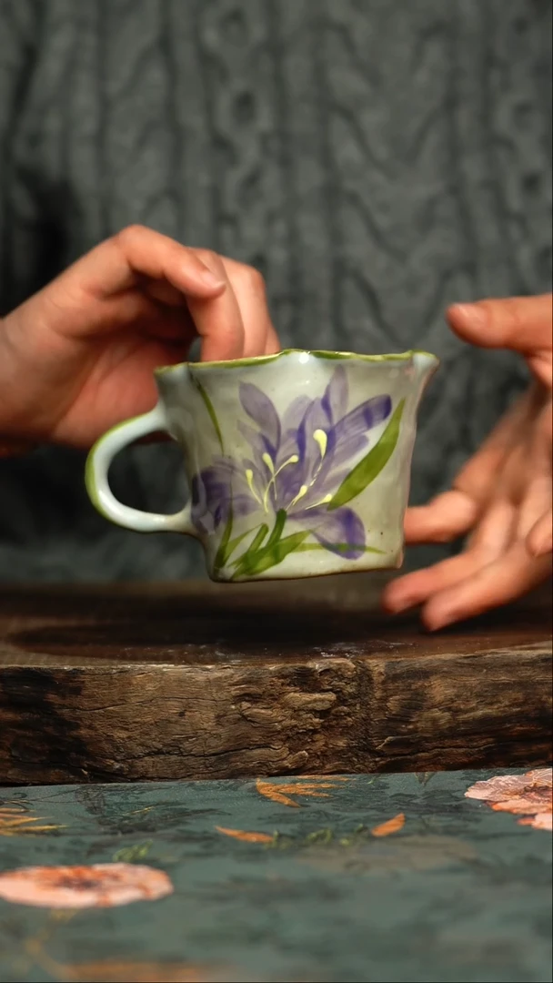 【闪购商品】杯釉下彩手工手绘同款陶器