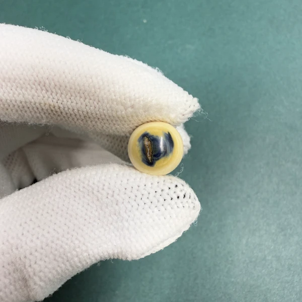 S8162天然猛犸牙蓝眼圆珠 支持鉴定 假一罚四