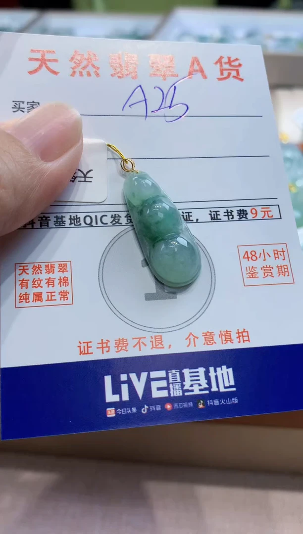 颈饰18K金镶嵌翡翠 天然缅甸a货翡翠