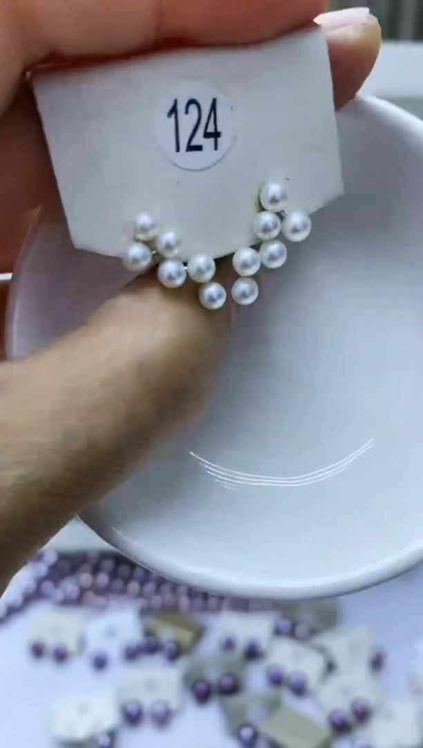 银S925镶嵌淡水珍珠耳饰124