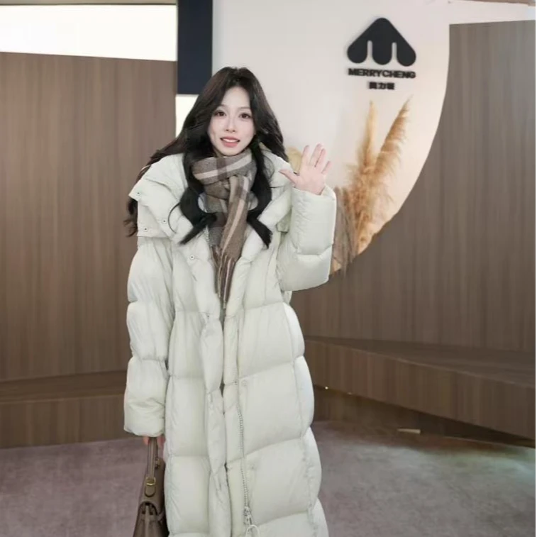 【双11直补】美力城热卖长款羽绒服连帽高领修身御寒鹅绒服外套051