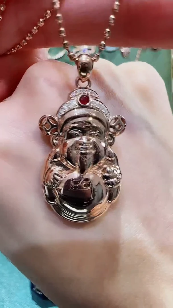 【闪购商品】天然钻石吊坠(不含链)18K金镶嵌18K金钻石佛公吊坠