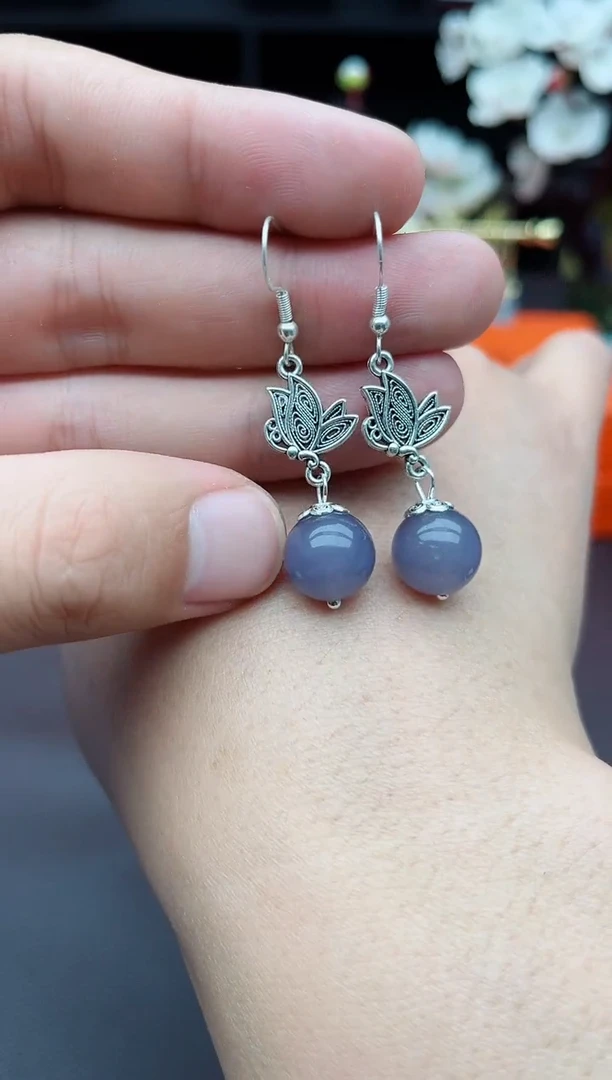 玛瑙/玉髓耳饰银S925镶嵌231000