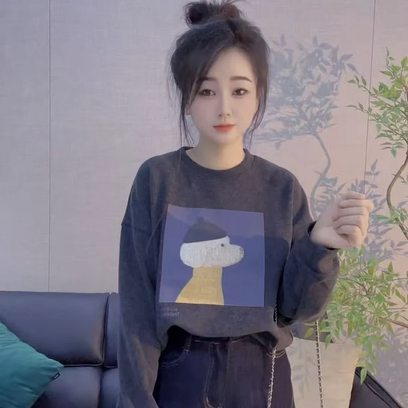 丹丹精选--新款圆领卡通小动物图案长袖百搭卫衣