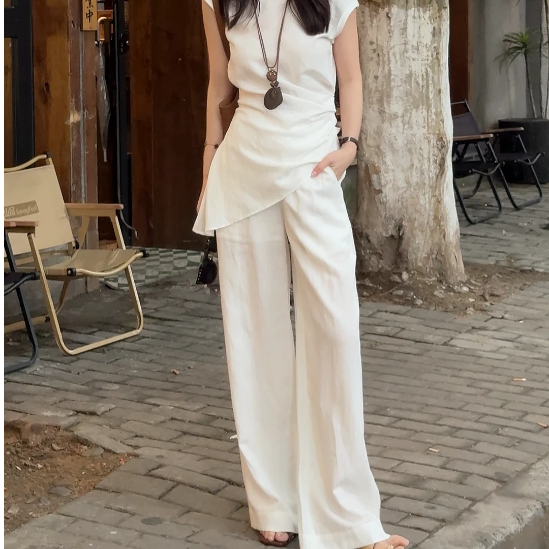熹熹Sissi【月光】 2025新款极简舒适时尚高质亚麻裤子V537