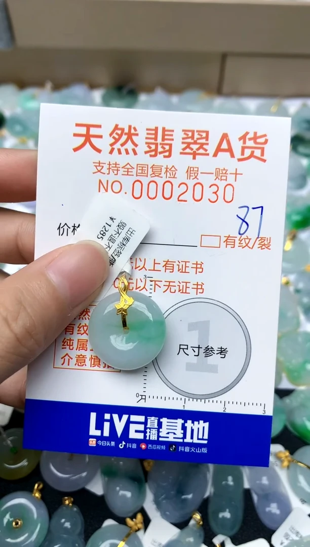 【闪购商品】翡翠颈饰18K金镶嵌87天然A货翡翠