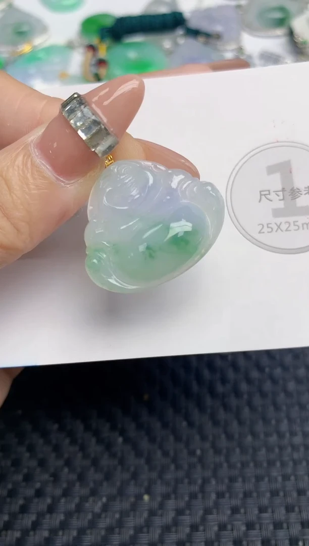 颈饰18K金镶嵌翡翠天然缅甸A货翡翠百元以上9元证书费自理