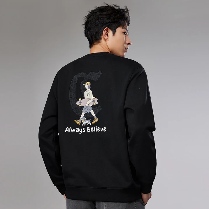 【重磅纯棉】卡宾男装撞色印花长袖卫衣秋冬季新款舒适柔软保暖上衣