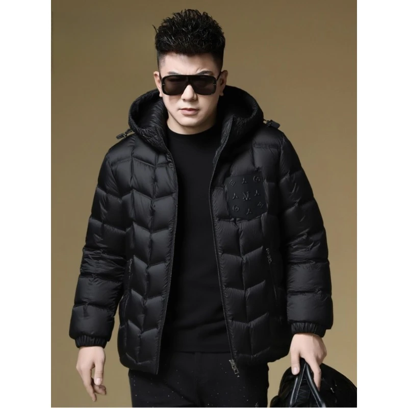 欧货高端轻便羽绒服男士冬季保暖90白鸭绒简约休闲连帽百搭外套男