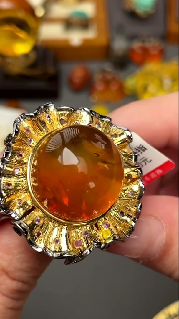 琥珀吊坠(不含链)未镶嵌特色蜜蜡戒指
