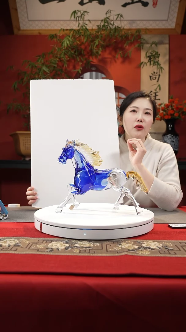 【闪购商品】琉璃手工艺品蓝色奔马