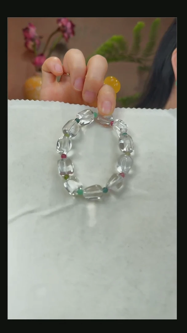 水晶手串未镶嵌天然双A级白水晶手串