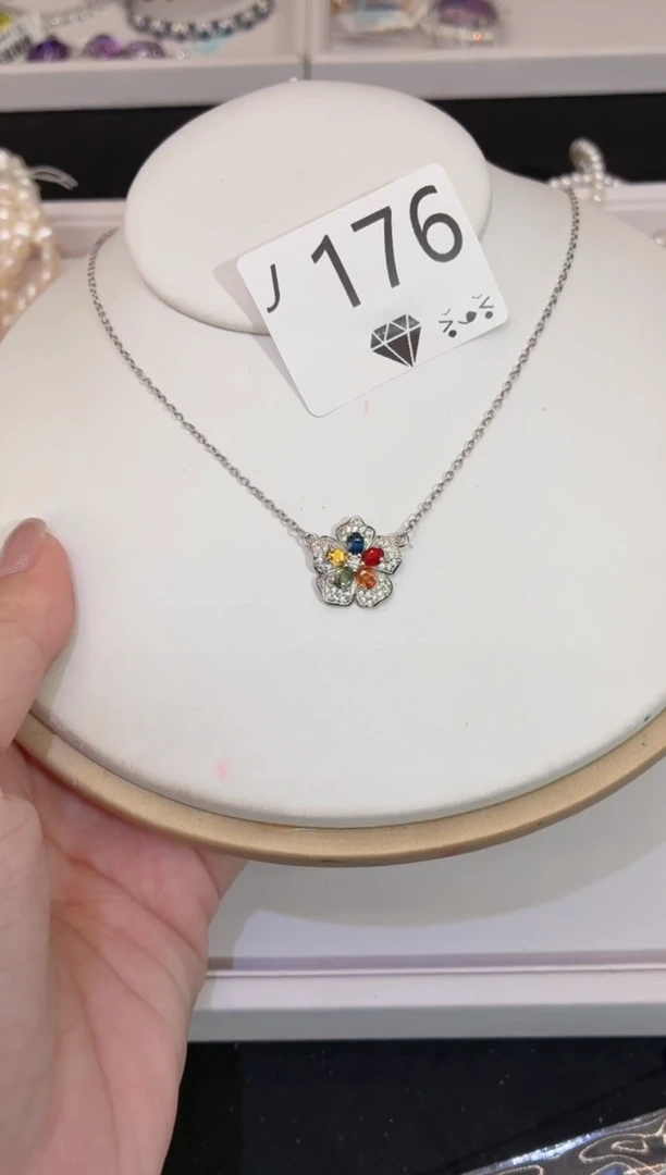 颈饰蓝宝石银S925镶嵌多样性发一J176