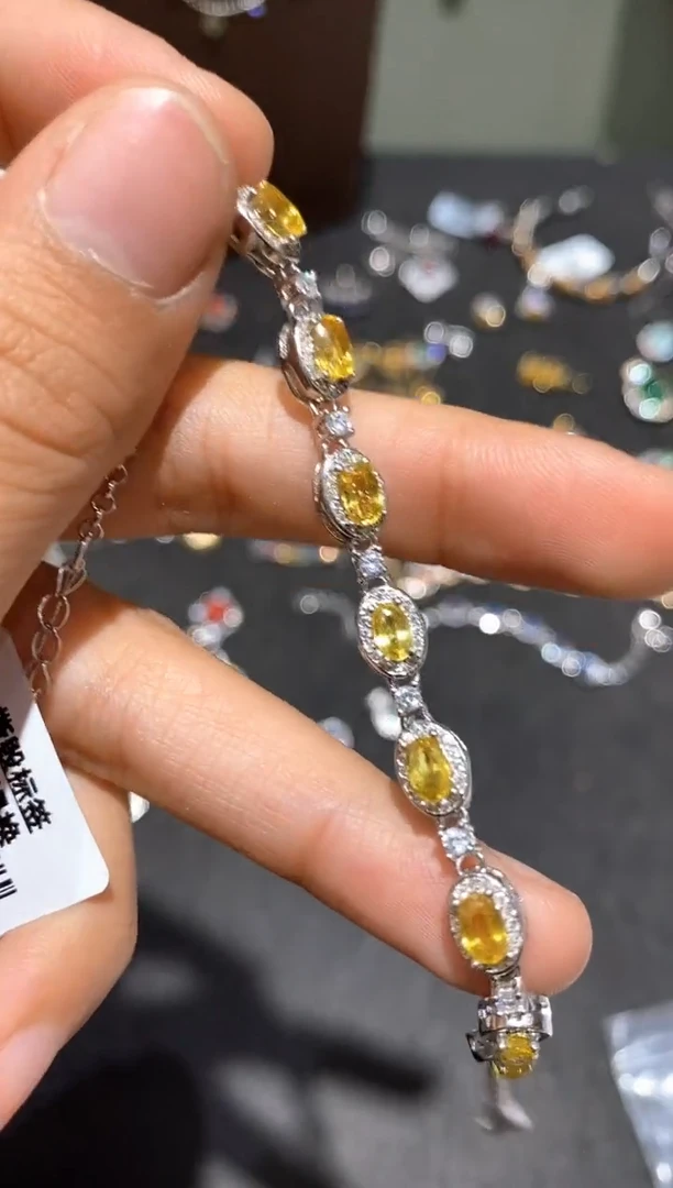 手链蓝宝石银S925镶嵌手链