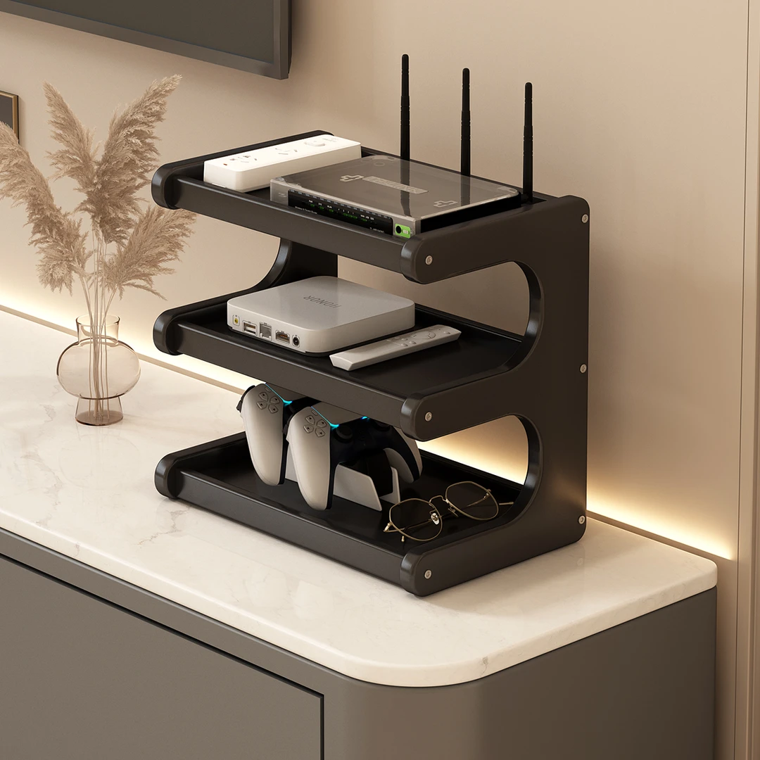 台面路由器放置架电视机顶盒置物架家用客厅wifi遥控器收纳盒架子