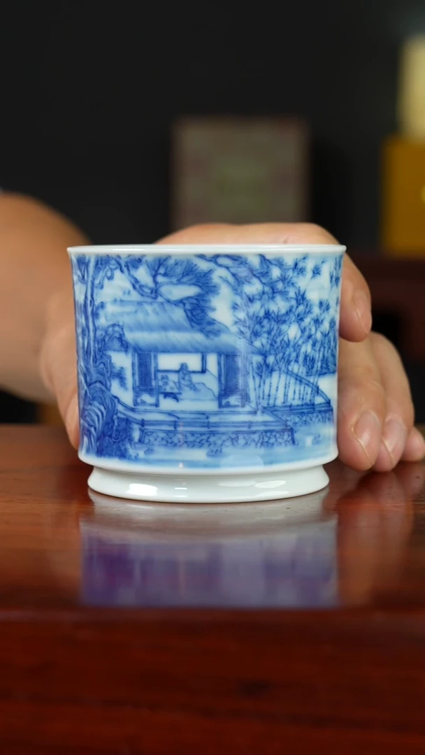 祖传窑真柴窑传承400年对竹图单杯