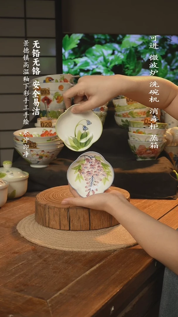 瓷景德镇高温瓷釉下彩手绘陶瓷