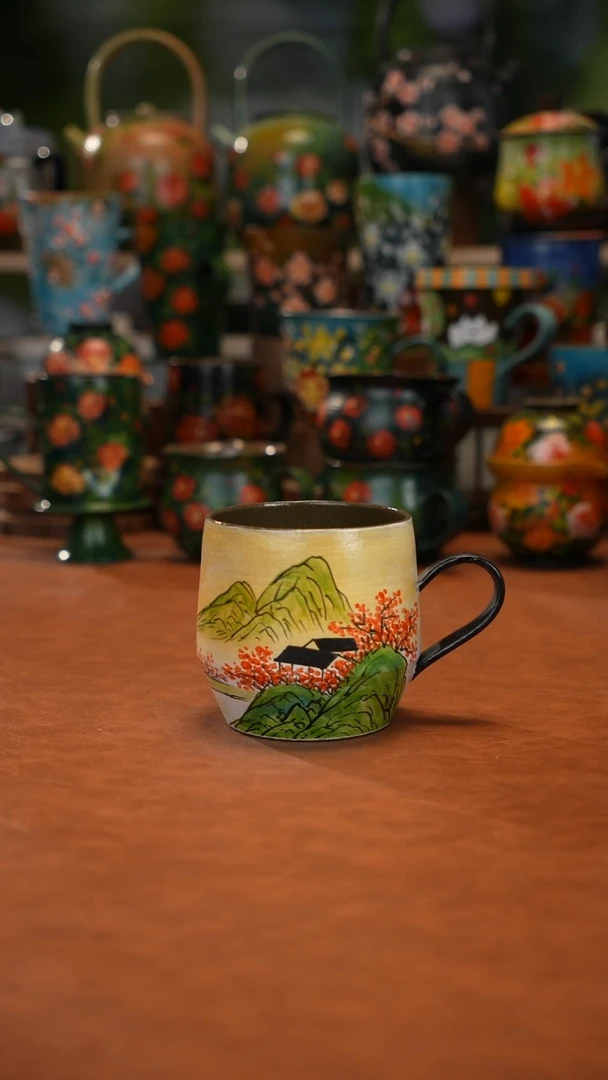 紫砂油画手绘釉下彩