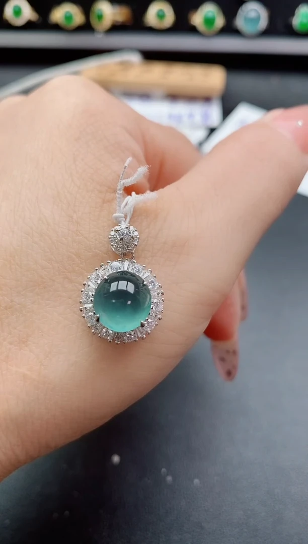 吊坠(赠链)银S925镶嵌翡翠1
