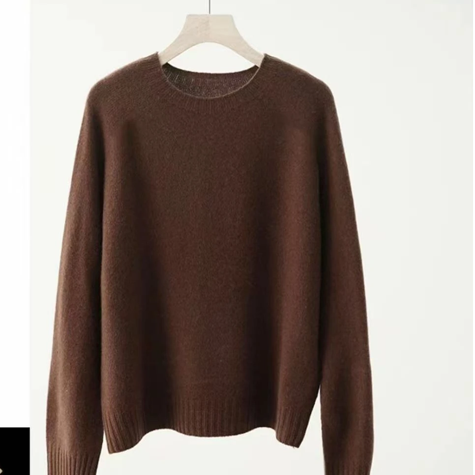 【简爱】2025秋新款100羊毛针织衫毛衣圆领纯色套头长袖打底衫2761