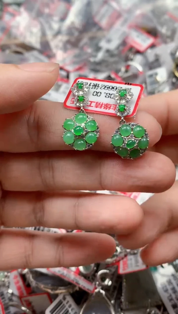 银S925镶嵌戒指翡翠天然A货缅甸翡翠