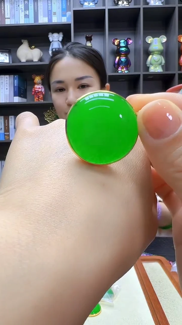 翡翠14K金镶嵌颈饰沉白diy劲饰