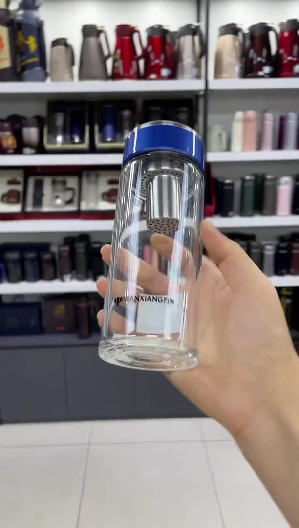 高硼硅玻璃盖子款万象单层u193-380ml蓝