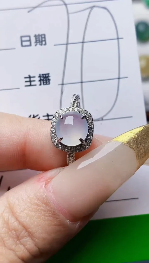 银S925镶嵌戒指翡翠6658