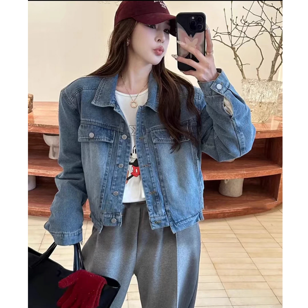 2025新款洋气韩版时尚复古显瘦百搭气质牛仔外套女春秋宽松2002