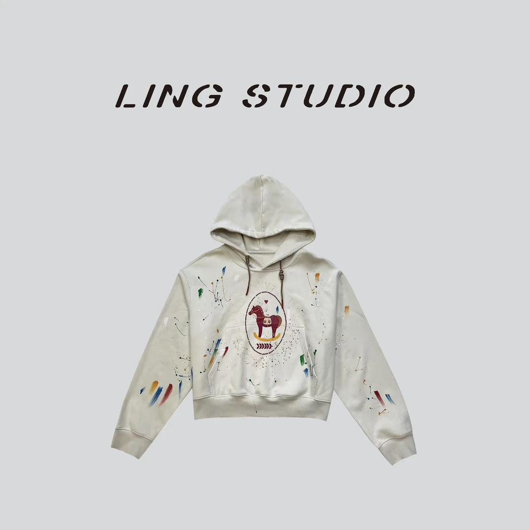 LING/STUDIO『幻彩木马』高级感百搭休闲连帽卫衣外套6010320