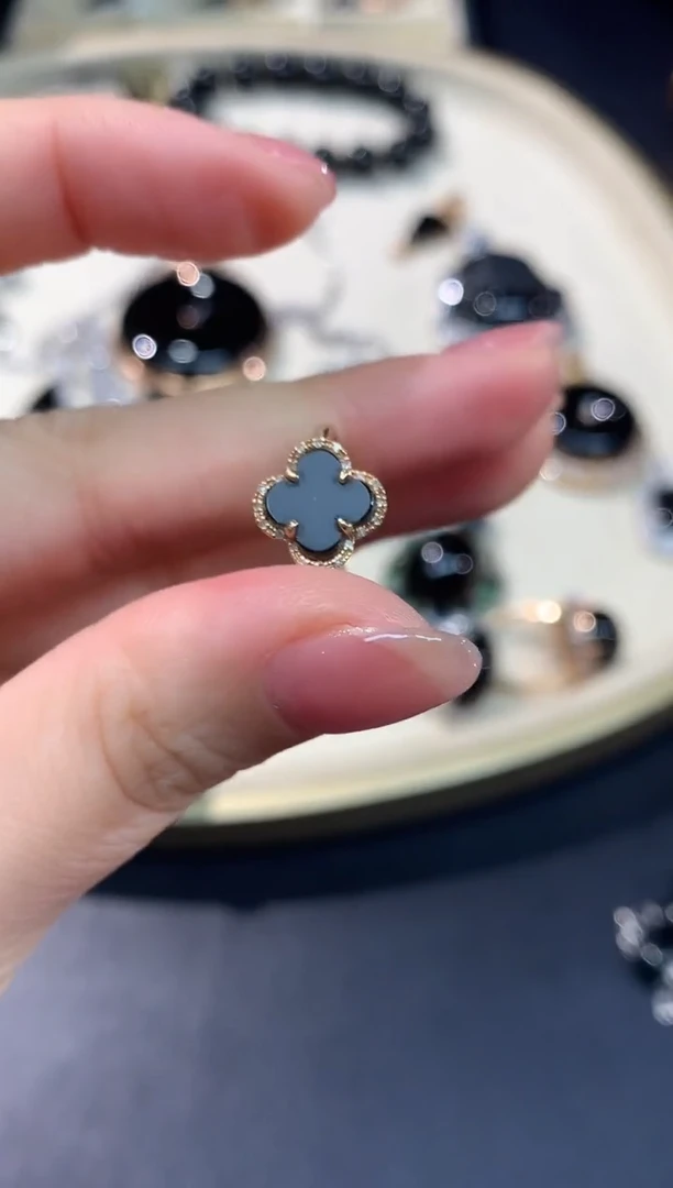 18K金镶嵌戒指翡翠墨翠戒指|2800