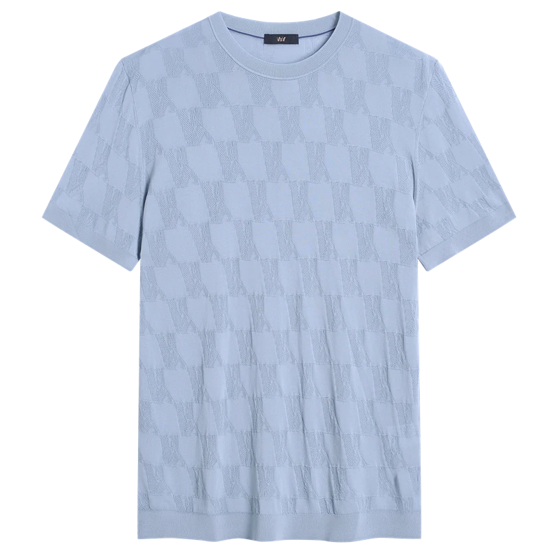 冰感针织衫713173冰丝短袖713175圆领VY男装针织T恤提花透气速干