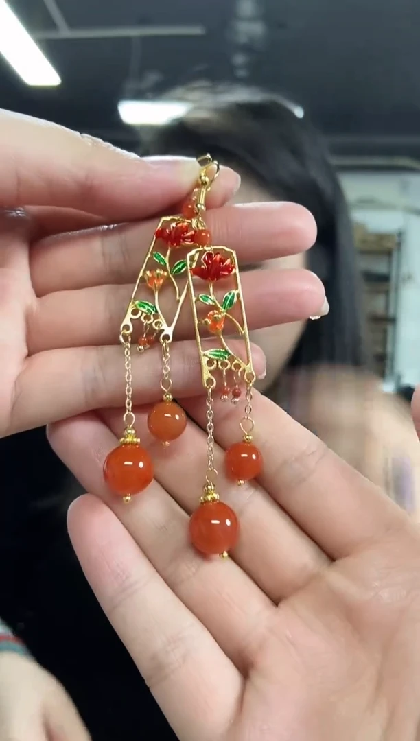 【闪购商品】南红玛瑙耳饰未镶嵌多样性发其一颜色微差