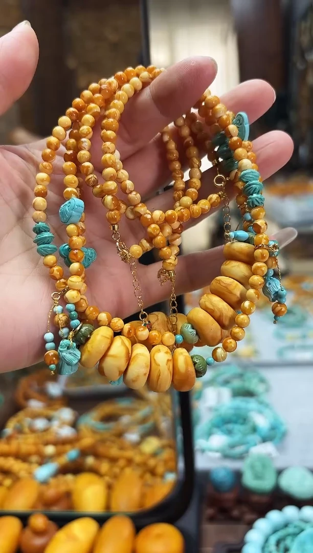 【闪购商品】琥珀裸石未镶嵌蜜蜡五福DIY项链多样性发其一