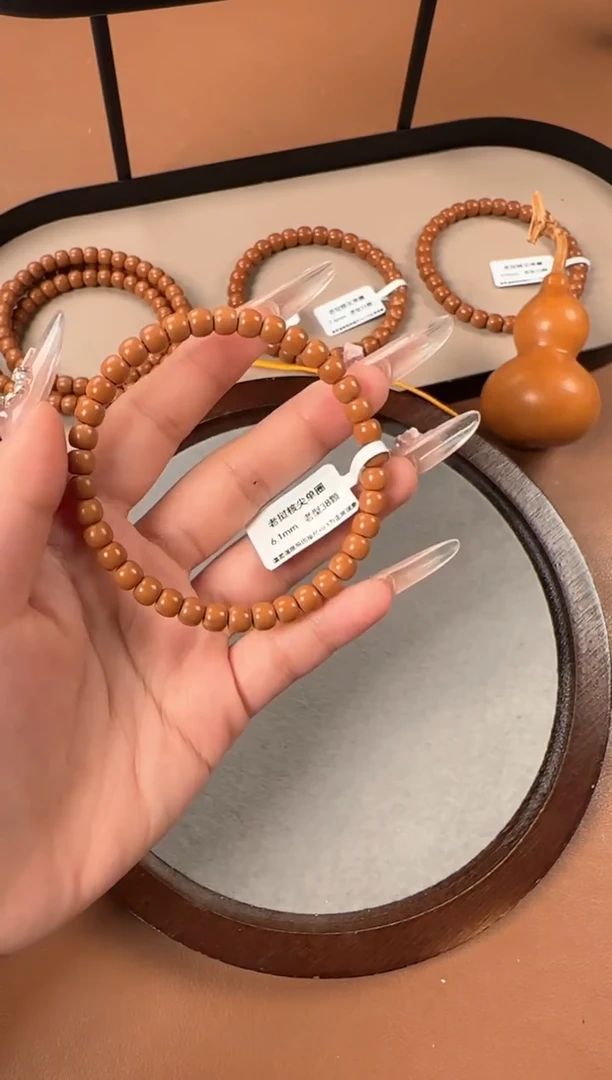 手串橄榄核6.1mm  老挝核尖  老型珠单圈