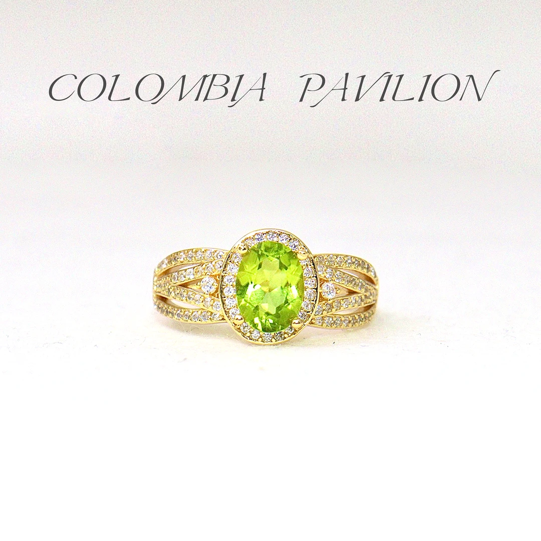 G102-S925银-橄榄石戒指-宫廷款-6mm*8mm