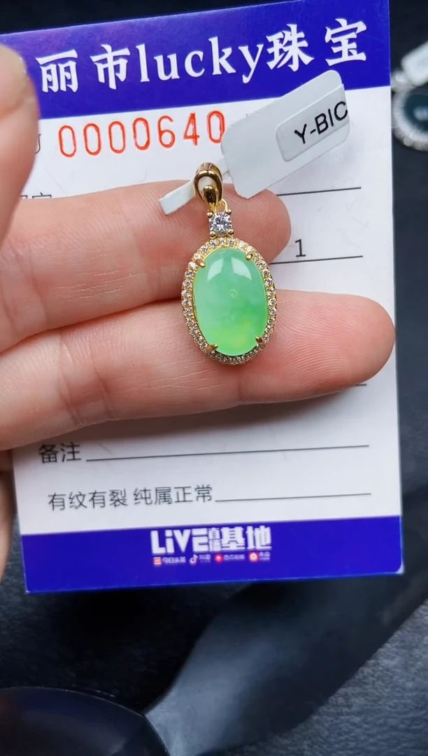 翡翠银S925镶嵌颈饰0640