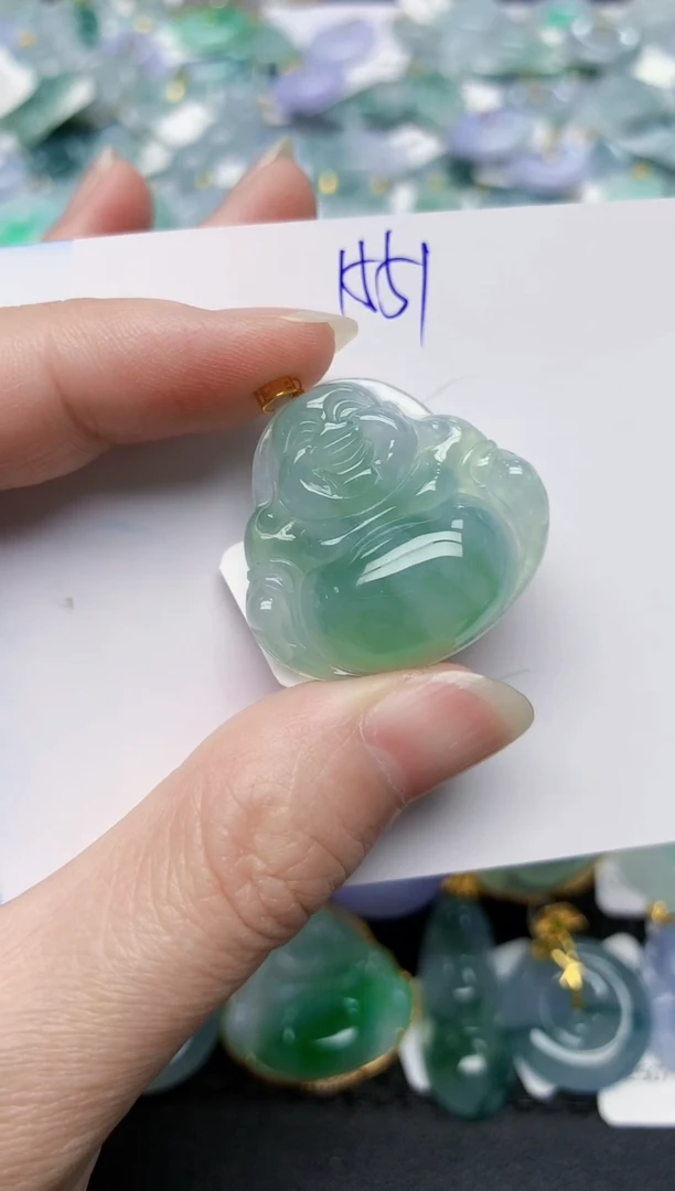 颈饰18K金镶嵌翡翠天然缅甸A货翡翠百元以上9元证书费自理