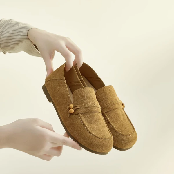 36413 勃肯单鞋女秋季真皮新款百搭懒人一脚蹬软底博肯孕妇豆豆鞋