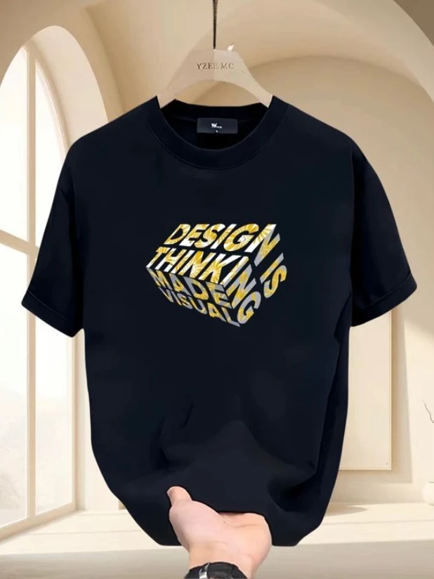 男款时尚百搭半袖透气潮流男士运动休闲情侣夏季印花圆领潮牌短袖