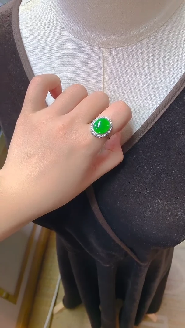 银S925镶嵌戒指翡翠002（多样性发其一）