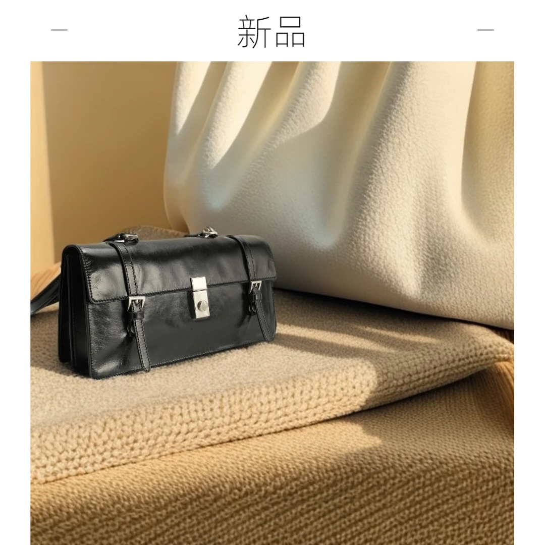 时尚黑色欧美潮流商务韩版轻奢百搭女士小众单肩包斜挎包腋下