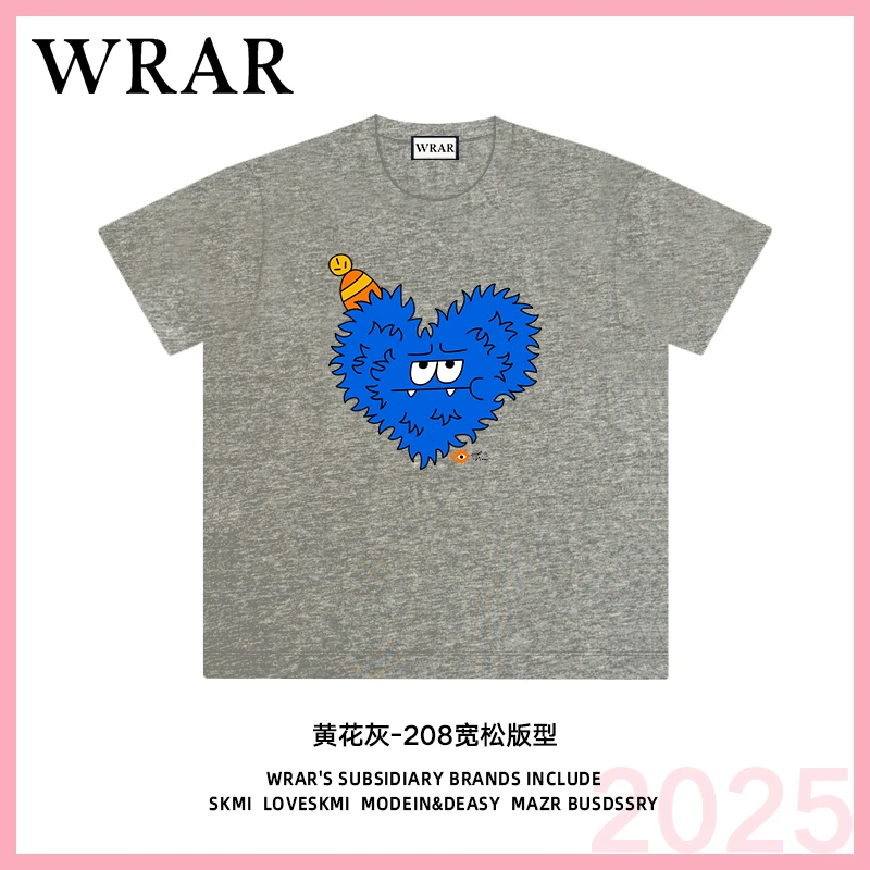 【恶魔蓝心】 新品时尚透气宽松T恤印花休闲卡通百搭圆领